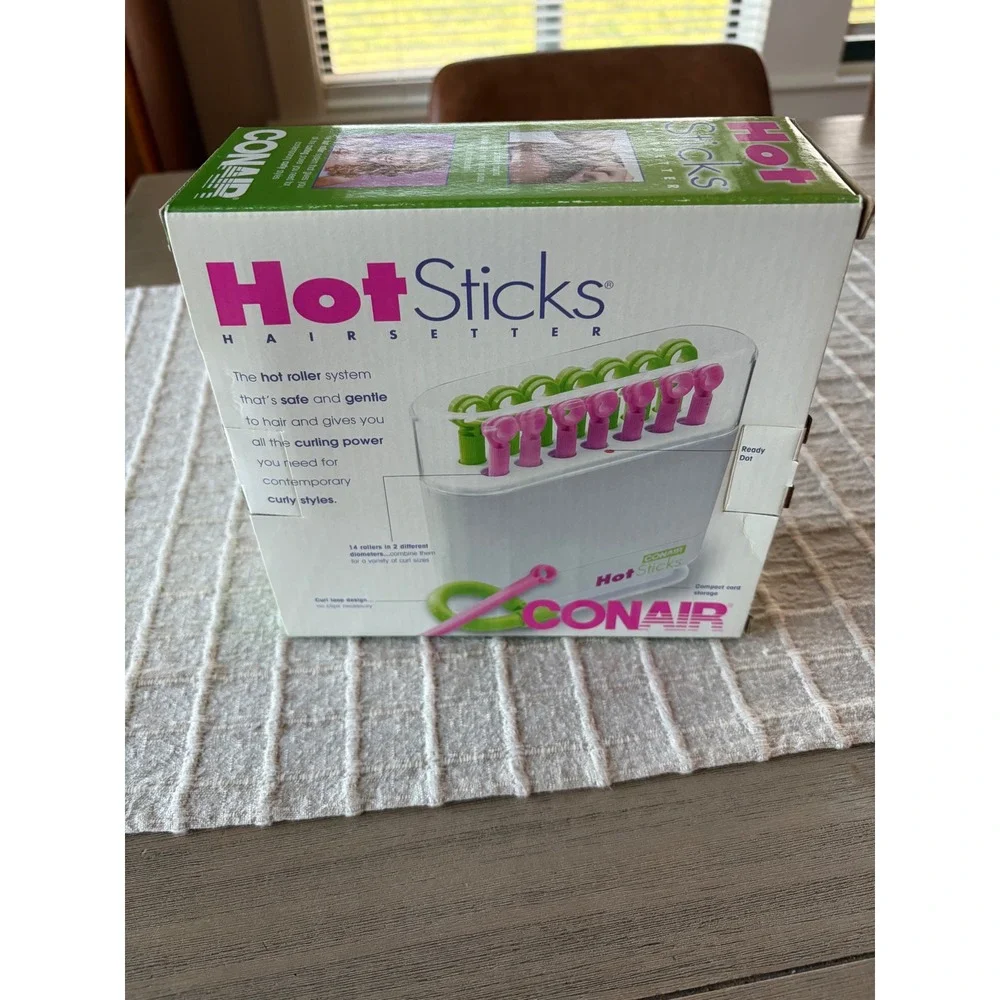 Conair Hot Sticks 14 Flexible Hair Rollers PINK & GREEN V17602 Curlers New